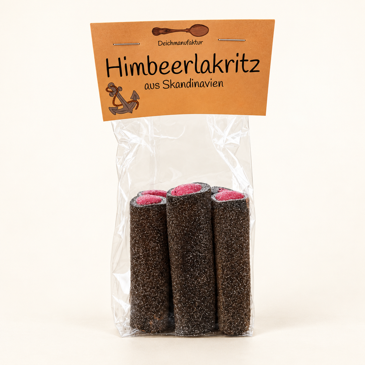Himbeerlakritz · Skandinavische Lakritzstangen · 6 Stück