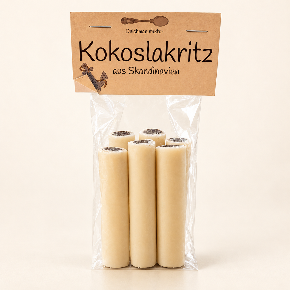 Kokoslakritz · Skandinavische Lakritzstangen · 6 Stück