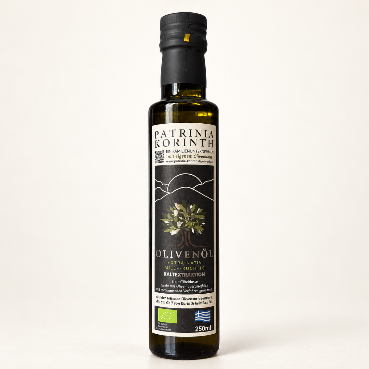 Patrinia Korinth · Bio-Olivenöl extra nativ · mild-fruchtig · 250 ml / 500 ml